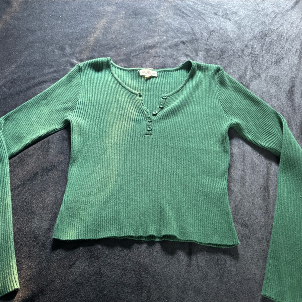 Green Ribbed Women's Sweater